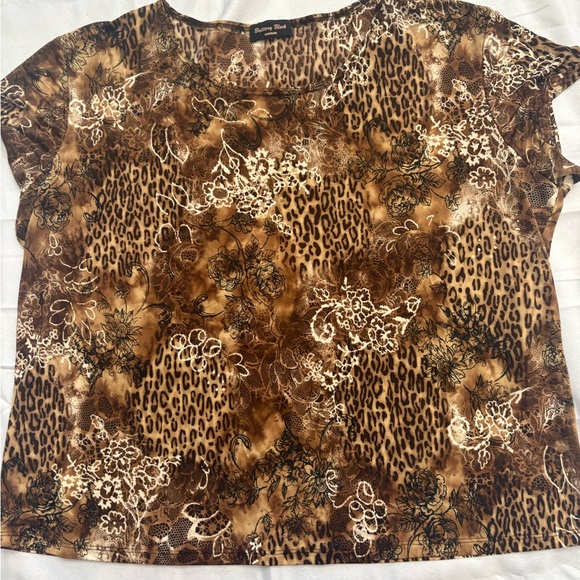 Brittany Black Tops - Brittany Black Brown Leopard Print Top
